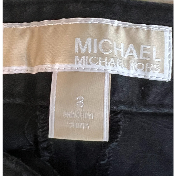 Michael Kors Pants Womens Size 8 Black Twill Ankle Mid Rise Pockets Logo Stretch - Picture 2 of 8